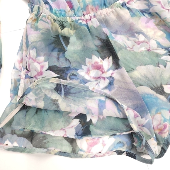 New Show Me Your Mumu Sheer Blue Green Pink Floral Rane Romper Sz S - Picture 5 of 13